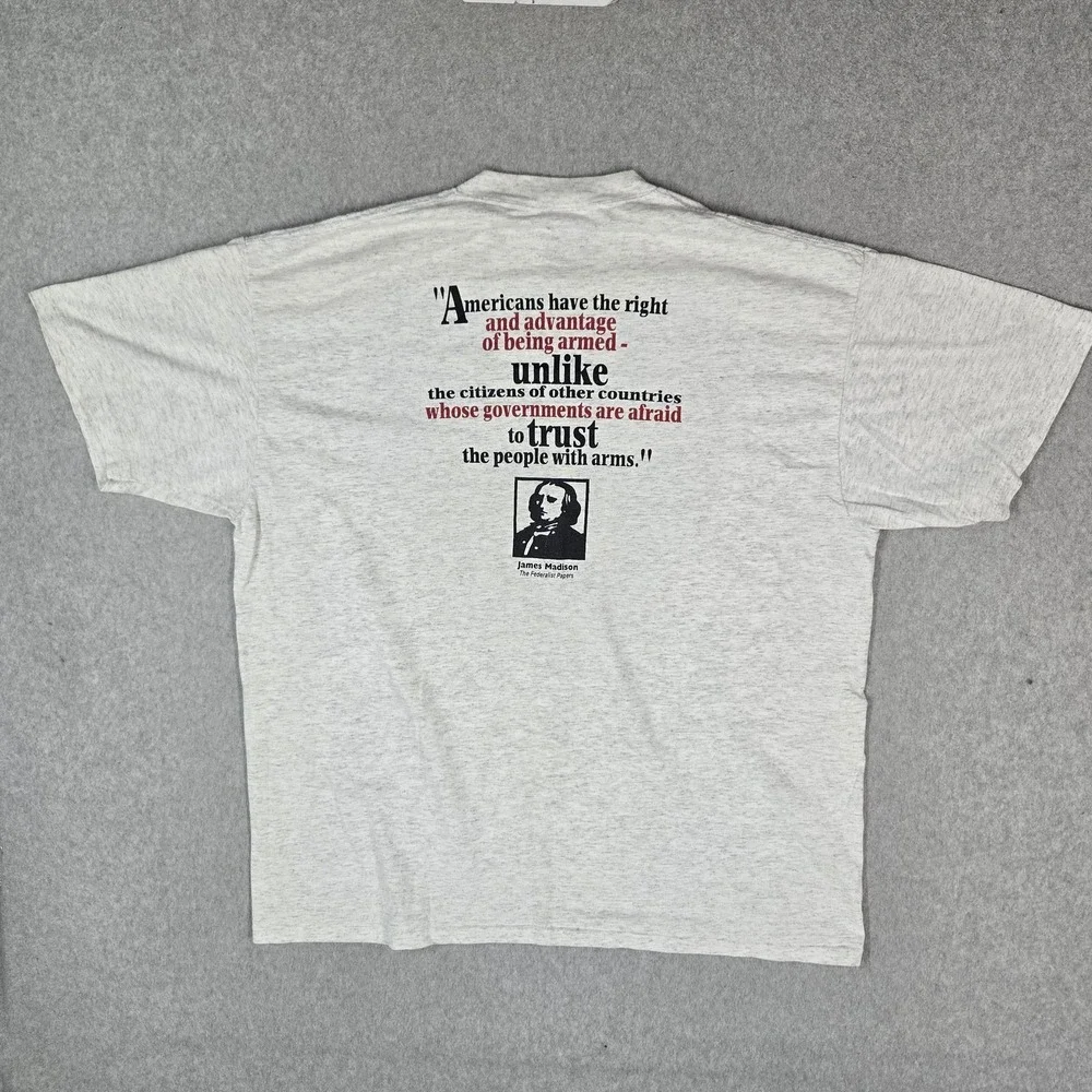 VINTAGE Samuel Adams Men Shirt 2XL Gray Single Stitch USA Constitution READ